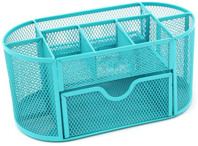 

StationeryStation 9 Compartments Metal Mesh Desk organizer(Blue)
