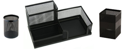 Y.E.S 1 Compartments Metal Wire Mesh Desk Organizers(Black)