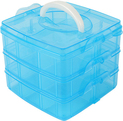 

Jianhua 18 Compartments Plastic Transparent Multi Utility Storage Box(Blue)