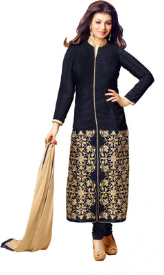 

Jiya Silk Self Design, Embroidered Salwar Suit Dupatta Material(Un-stitched), Beige;blue