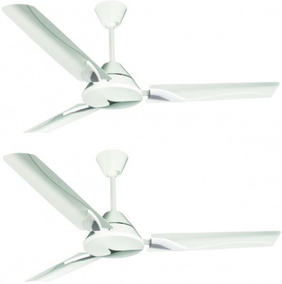 Crompton Flyleaf Silver White Pack Of 2 3 Blade Ceiling Fan Silver