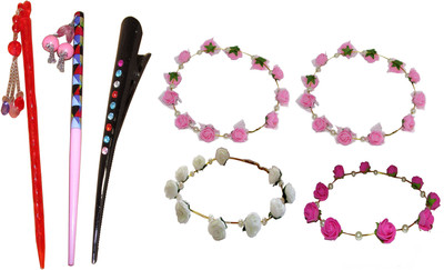 

Yashasvi Juda Stick with Tiara Hair Accessory Set(Multicolor)