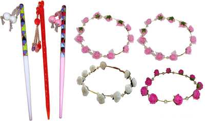 

Pankh Juda Stick with Tiara Hair Accessory Set(Multicolor)
