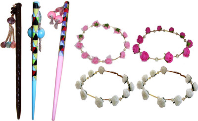 

Sanskruti Juda Stick with Tiara Hair Accessory Set(Multicolor)