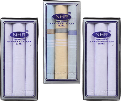 NHR Men Handkerchiefs Cotton Premium collection 42 CM [ Multicolor ] Handkerchief(Pack of 9)