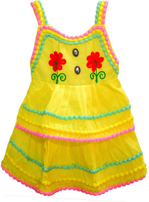 

Tyra Girls Midi/Knee Length Casual Dress(Yellow, Sleeveless