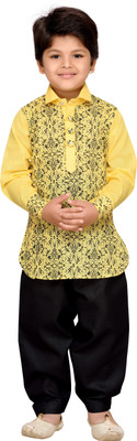 

AJ Dezines Boys Festive & Party Pathani Suit Set(Yellow Pack of 1