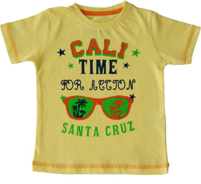 Indirang Boys Printed Cotton T Shirt(Yellow, Pack of 1) Flipkart