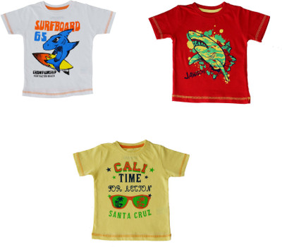 

Indirang Boys Printed Cotton T Shirt(Multicolor, Pack of 3