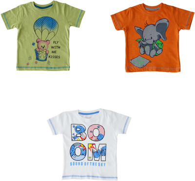

Indirang Boys Printed Cotton T Shirt(Multicolor, Pack of 3
