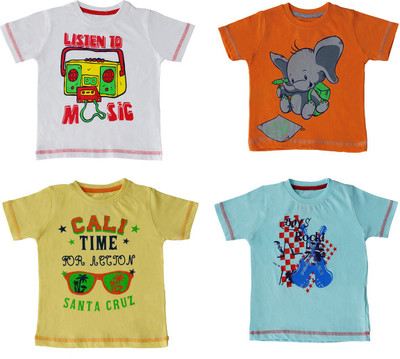 

Indirang Boys Printed Cotton T Shirt(Multicolor, Pack of 4