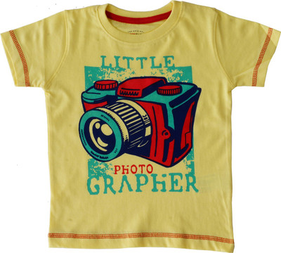 Indirang Boys Printed Cotton T Shirt(Yellow, Pack of 1) Flipkart