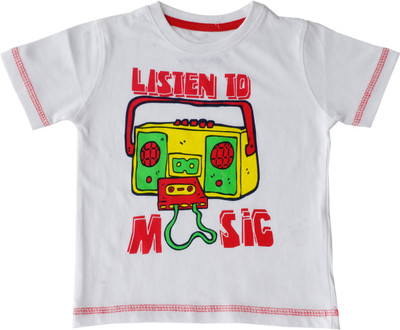 

Indirang Boys Printed Cotton T Shirt(White, Pack of 1