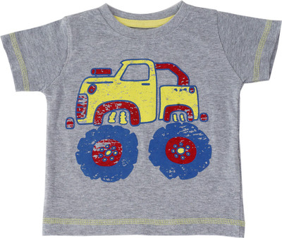 

Indirang Boys Printed Cotton T Shirt(Grey, Pack of 1