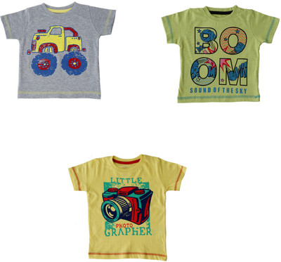 

Indirang Boys Printed Cotton T Shirt(Multicolor, Pack of 3