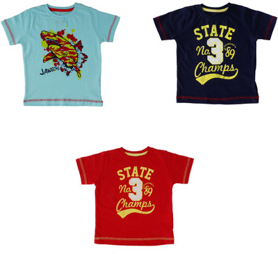 

Indirang Boys Printed Cotton T Shirt(Multicolor, Pack of 3
