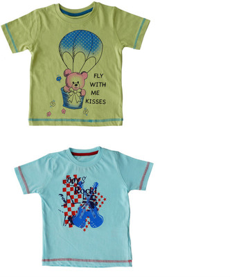 

Indirang Boys Printed Cotton T Shirt(Multicolor, Pack of 2