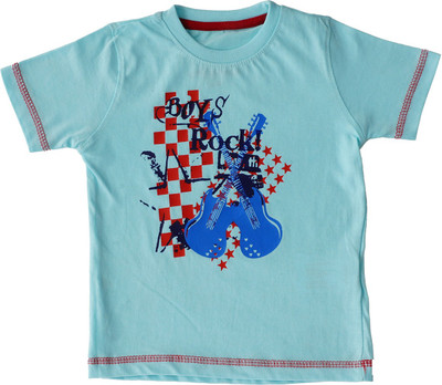 

Indirang Boys Printed Cotton T Shirt(Light Blue, Pack of 1