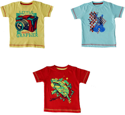 

Indirang Boys Printed Cotton T Shirt(Multicolor, Pack of 3