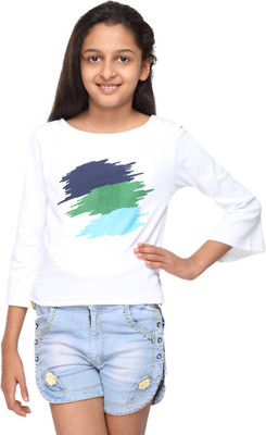 

GENZEE Girls Casual Polyester Cotton Blend Crop Top(White, Pack of 1