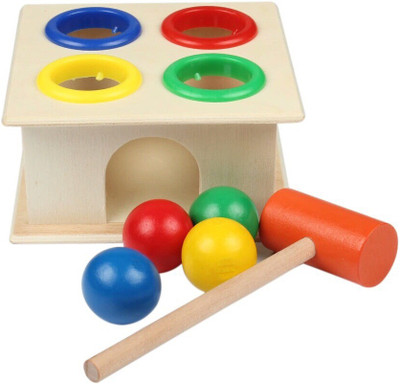 

Trinkets & More - Wooden Hammer Ball Knock Ball | Pounding Bench Box | Fine Motor Dexterity Skills | Educational Toy Kids 2+ Years(Multicolor)