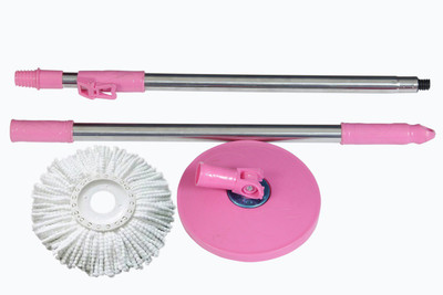 

bajrang Mop 360° spin Cleaning stainless steel Rod Set with Mop Refill(01 set) (Pink) Home Cleaning Set