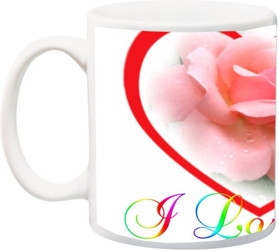 

ME&YOU Gift for Husband/Wife/Boyfriend/Girlfriend/lover;I Love You Beautiful Pink 3D Printed Ceramic Mug(325 ml), Multicolor