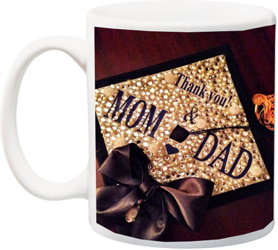 

ME&YOU Gift for Father/Mother/Daddy/Mummy;Thanks Mom & dad Special Printed Ceramic Mug(325 ml), Multicolor