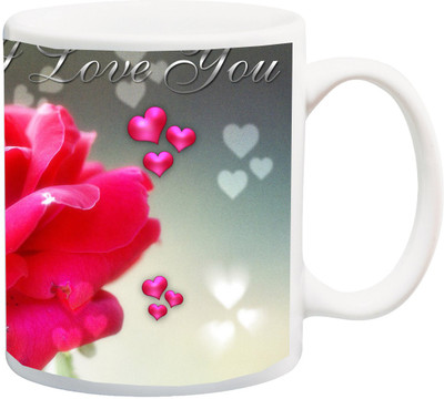 

ME&YOU Gift for Husband/Wife/Boyfriend/Girlfriend/lover;I Love You Beautiful Pink Rose HD Print Ceramic Mug(325 ml), Multicolor