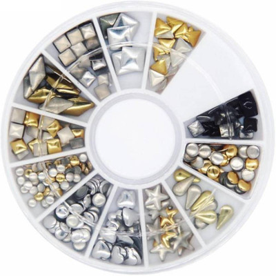 

Azzuro 12 Colors Half Round Pearl Nail Studd 6cm Wheel(Multicolor)