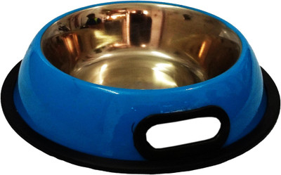 

Petshop7 Stainless Steel anti Skid Dog Food Bowl Medium - 700 ML Round Stainless Steel Pet Bowl(700 ml Blue)