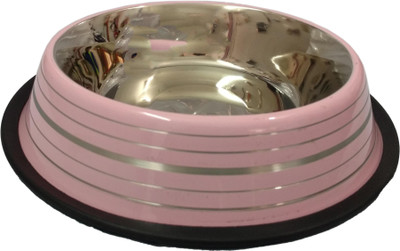 

Petshop7 Stainless Steel anti Skid Medium 950 ML Pink Dog Bowl Round Stainless Steel Pet Bowl(950 ml Pink)