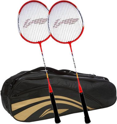 

Li-Ning XP Smash 709 2Pc + 1 Pc 2 in 1 Thermal Double Belt Bag Color Black Combo Multicolor Strung Badminton Racquet(S2, 85 g)