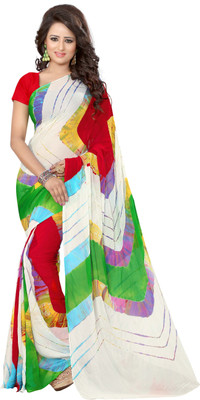 SVB Sarees Embellished Leheria Cotton Blend Saree(Multicolor)