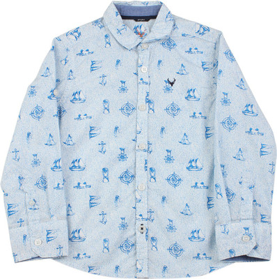 Allen Solly Junior Boys Printed Casual Shirt, White