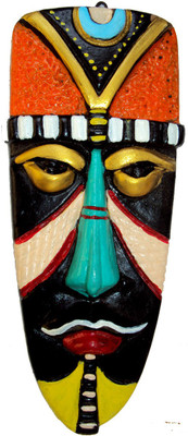 

Hand Artz Handmade Home Decorative Wall Hanging Egyptian Mask Decorative Showpiece - 15.5 cm(Terracotta, Multicolor)