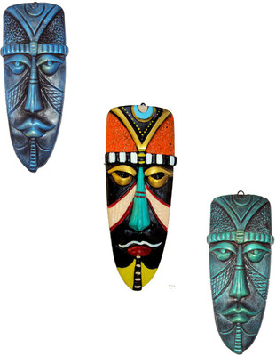

Hand Artz Handmade Home Decorative Wall Hanging Egyptian Mask Decorative Showpiece - 15.5 cm(Terracotta, Multicolor)