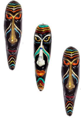 

Hand Artz Handmade Wall Hanging Home Decorative Hawaian Mask Decorative Showpiece - 20 cm(Terracotta, Multicolor)
