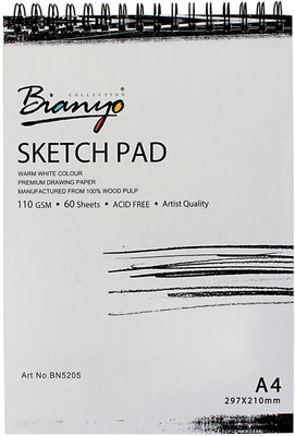 Bianyo Artist Quality Sketch Pad Acid Free.110 GSM. A4 Size. 60 Sheets Sketch Pad
