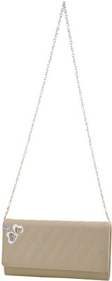 

Anglopanglo Women Evening/Party Beige PU Sling Bag