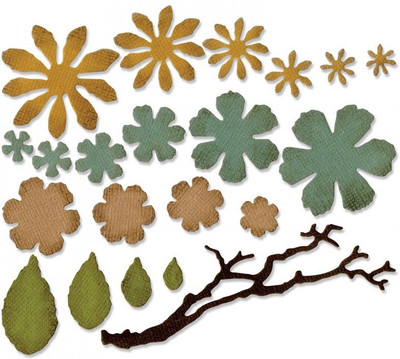 

SIZZIX Thinlits Die Set 21PK - Small Tattered Florals 661806 tattered florals Stencil(Pack of 21, tattered, florals)