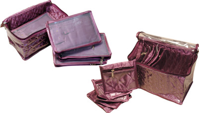 

Annapurna sales 5 Case + 10 Pocket Designer Combo Multi Necklesh and Jewellery Box - Set of 2 Pcs. Makeup and Jewellery Vanity Box(Purple)