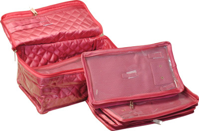 

Annapurna sales 5 Case Designer Satin Multi Necklesh n Jewellery box Makeup and Jewellery Vanity Box(Pink)