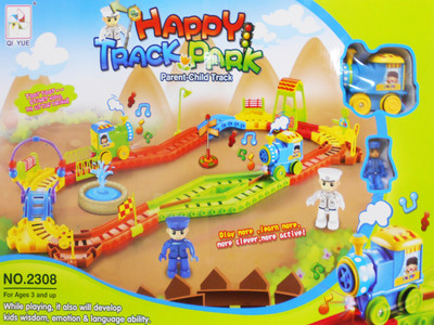 

Emob High Speed 30 Pcs Big Size Happy Park Train Track Set with Flashing Light and Music(Multicolor)