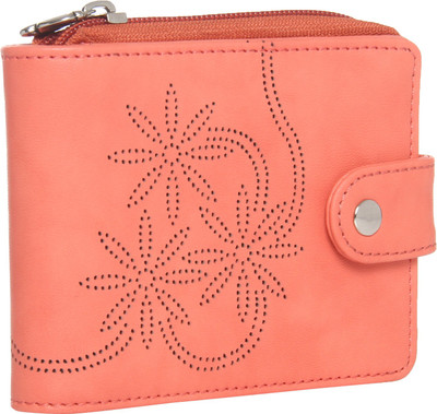 

Butterflies Women Casual Pink Artificial Leather Wallet(10 Card Slots), Dark peach