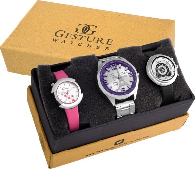 Gesture Multi Colour 3 Watches Combo Analog Watch  - For Women   Watches  (Gesture)