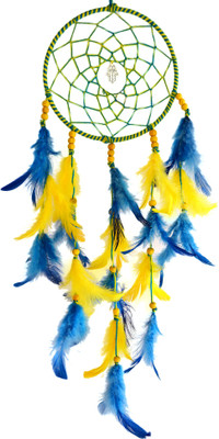 

Paperiva Dream Catcher Wool Windchime(18 inch, Blue, Yellow)
