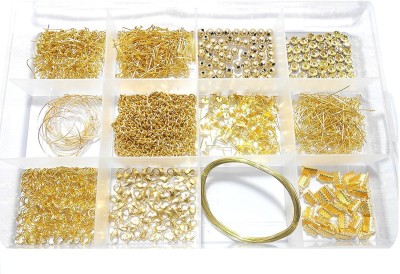 AM DIY Findings gold jewellery making accessories kit- all basic gold jewellery materials with storage box