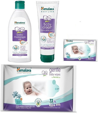 

Himalaya Baby Care Combo (Cream 200ml+Baby Oil 200ml+Baby Wipes 72 Pcs) Free 12 Pcs Wipes(White)