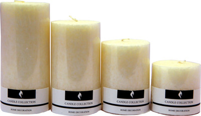 

Snoby Snoby Vanilla Marble Pillar Candle Set Candle(White, Pack of 4)